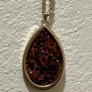 Elegant Brown Teardrop Pendant Necklace